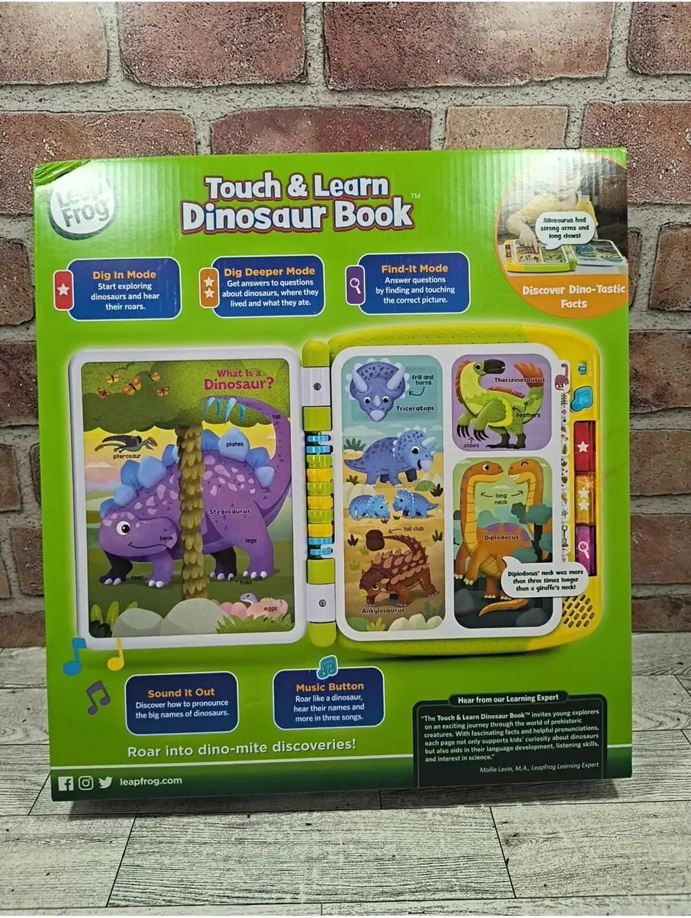 Leap Frog Touch & Learn Dinosaur Electronic Book Toddler Toy Lights Sounds New